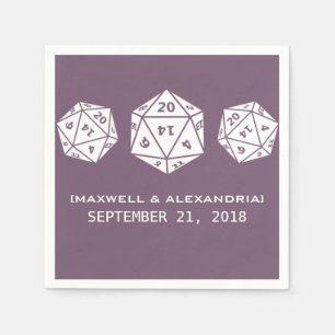 Paarse D20-ijsgamer Wedding Paper Napkins Servetten