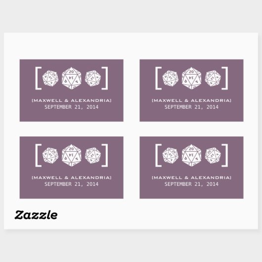 Paarse D20-ijsgamer Wedding Stickers (Vel)