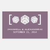 Paarse D20-ijsgamer Wedding Stickers (Voorkant)