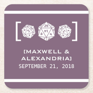 Paarse D20-Onderzetters voor gamerpapier Kartonnen Onderzetters