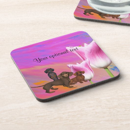 Paarse Dachshund Beverage Coasters Onderzetter (Linkerzijde)