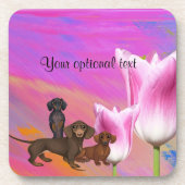 Paarse Dachshund Beverage Coasters Onderzetter (Voorkant)