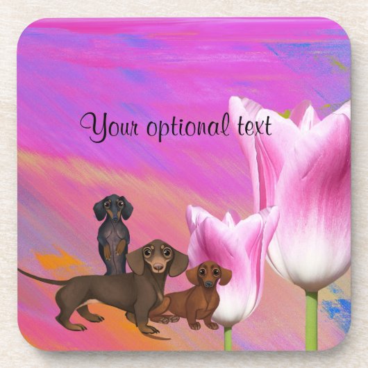 Paarse Dachshund Beverage Coasters Onderzetter (Voorkant)