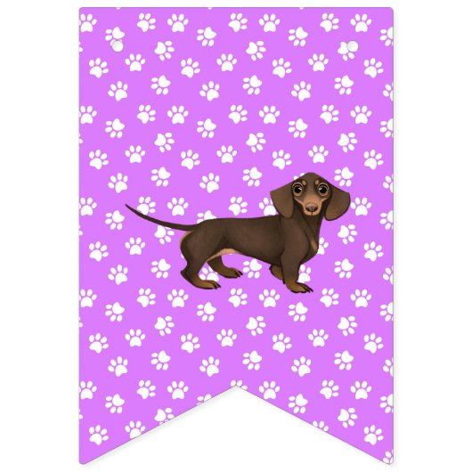 Paarse Dachshund Bunting Party Banner (Eerste vlag)