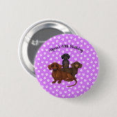 Paarse Dachshund Button Pin (Voorkant /achterkant)