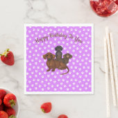Paarse Dachshund Paper Party Napkins Servet (Insitu)