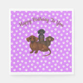 Paarse Dachshund Paper Party Napkins Servet (Voorkant)