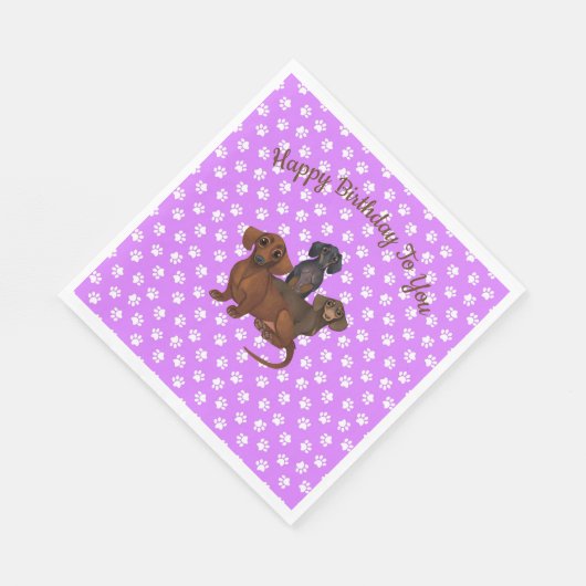 Paarse Dachshund Paper Party Napkins Servet (Hoek)
