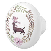 Paarse Dachshund Round Knob Keramische Knop (Rechts)