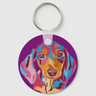 Paarse Dachshund Sleutelhanger