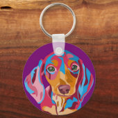 Paarse Dachshund Sleutelhanger (Voorkant)