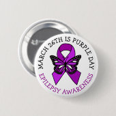 Paarse dag | 26 maart | Epilepsie Bewustmaking Ronde Button 5,7 Cm (Voorkant /achterkant)
