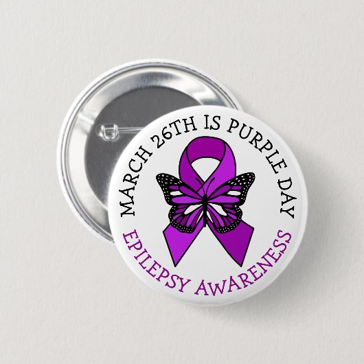 Paarse dag | 26 maart | Epilepsie Bewustmaking Ronde Button 5,7 Cm (Voorkant /achterkant)