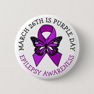 Paarse dag   26 maart   Epilepsie Bewustmaking Ronde Button 5,7 Cm
