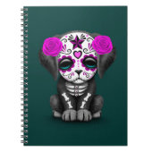 Paarse dag van de dode Puppy Dog Blauwgroen Notitieboek (Voorkant)