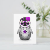 Paarse dag van de dode suikerschedel Penguin White Briefkaart (Staand voorkant)