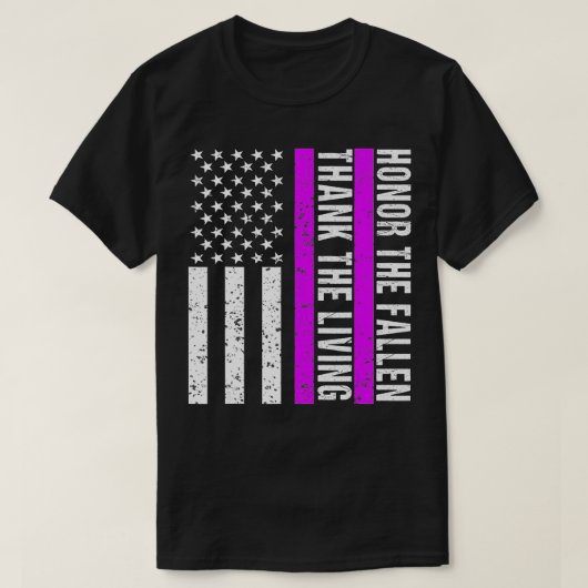 Paarse Dag van de Militaire Veteraan Amerikaans Pa T-shirt (Design voorkant)