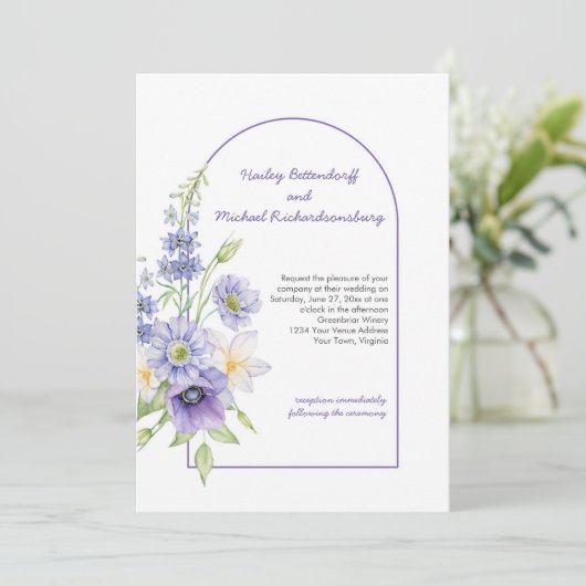 Paarse dagen, anemonen, Rozen Kaart (Staand voorkant)