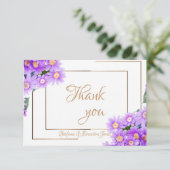 Paarse dagen/goudtrim bedankkaart (Staand voorkant)