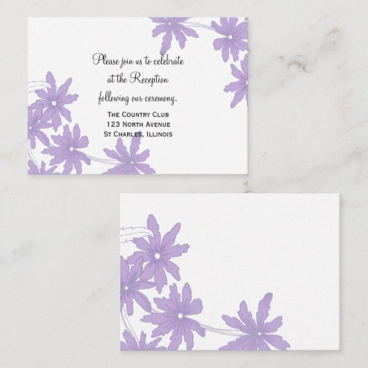 Paarse Dagen op White Wedding Reception Card Informatiekaartje (Voorkant / Achterkant)