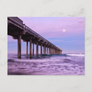Paarse dageraad boven pier, Californië Briefkaart