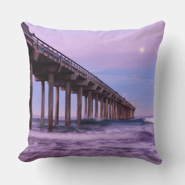 Paarse dageraad boven pier, Californië Kussen (Voorkant)