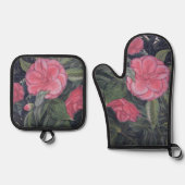 Paarse Dageraad Camellia Ovenwant & Pannenlap Set (Voorkant)