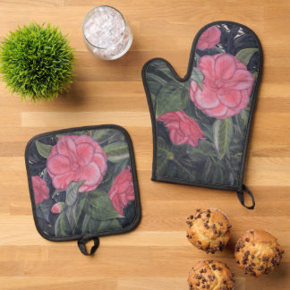 Paarse Dageraad Camellia Ovenwant & Pannenlap Set