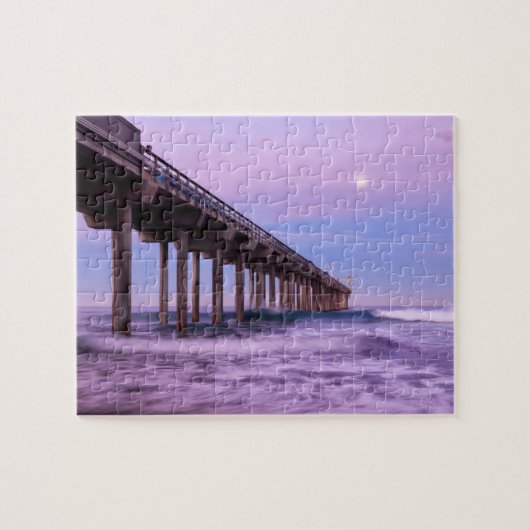 Paarse dageraad over pier, Californië Legpuzzel (Horizontaal)