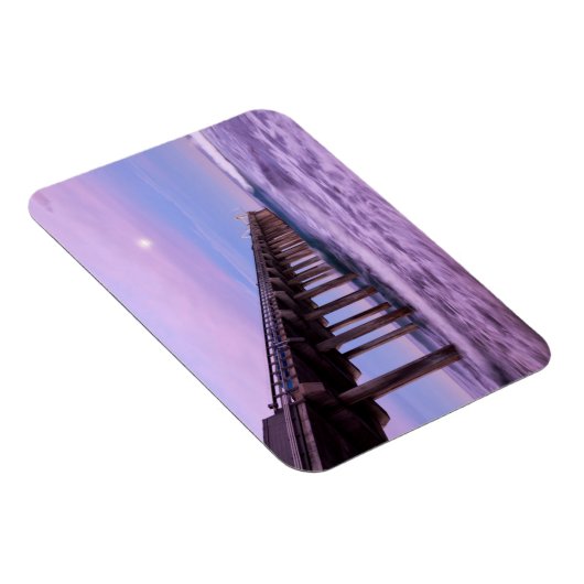 Paarse dageraad over pier, Californië Magneet (Rechterzijde)