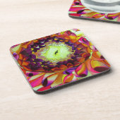 Paarse Dahlia abstracte originele bloemkunst Bier Onderzetter (Linkerzijde)