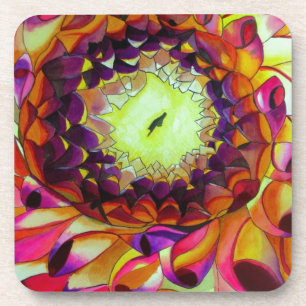 Paarse Dahlia abstracte originele bloemkunst Bier Onderzetter