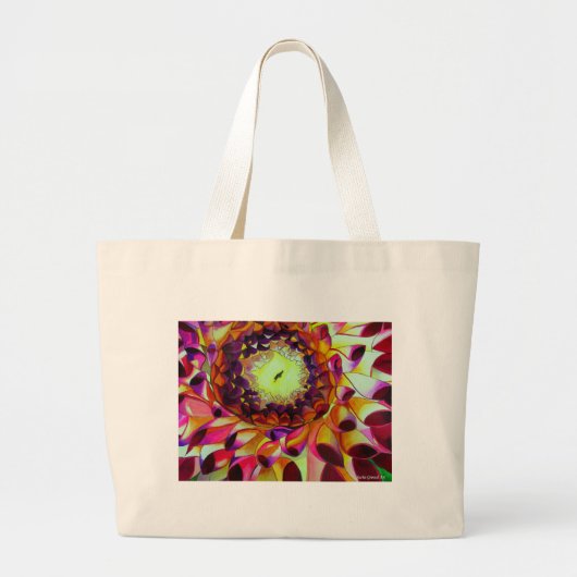Paarse Dahlia abstracte originele bloemkunst Grote Tote Bag (Voorkant)