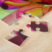 Paarse Dahlia abstracte originele bloemkunst Legpuzzel (Zijkant)