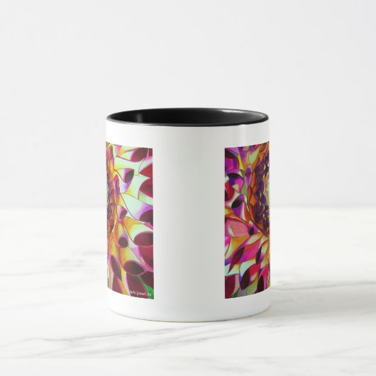 Paarse Dahlia abstracte originele bloemkunst Mok (Midden)