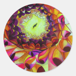 Paarse Dahlia abstracte originele bloemkunst Ronde Sticker