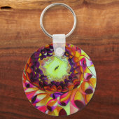 Paarse Dahlia abstracte originele bloemkunst Sleutelhanger (Voorkant)