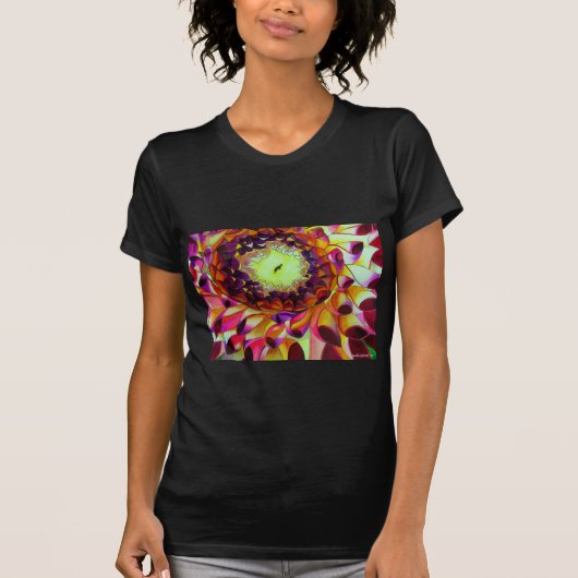 Paarse Dahlia abstracte originele bloemkunst T-shirt (Voorkant)