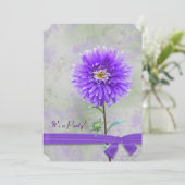 Paarse Dahlia Birthday Party Kaart (Staand voorkant)