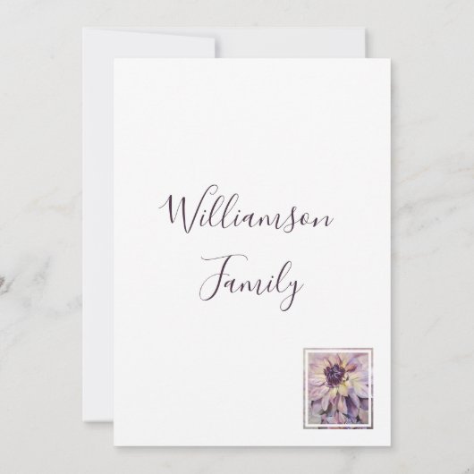 Paarse Dahlia Bloemen in Waterverf Bedankkaart (Achterkant)