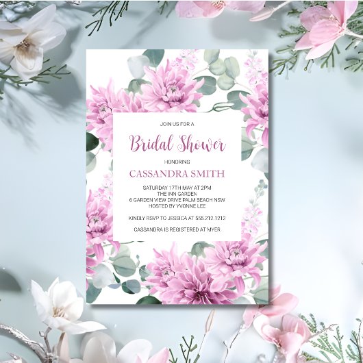 Paarse Dahlia Eucalyptus Botanisch Vrijgezellenfee Kaart