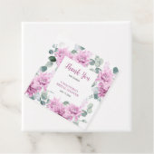 Paarse Dahlia Eucalyptus Botanische Bruidsdouche Bedankjes Labels (In situ)