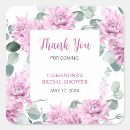 Paarse Dahlia Eucalyptus Botanische Bruidsdouche Vierkante Sticker