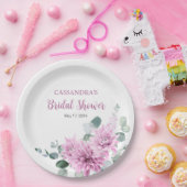 Paarse Dahlia Eucalyptus Greenery Vrijgezellenfees Papieren Bordje (Feest)