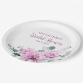 Paarse Dahlia Eucalyptus Greenery Vrijgezellenfees Papieren Bordje (Gekanteld)