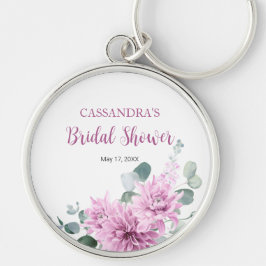 Paarse Dahlia Eucalyptus Groene Bruidsuitnodiging Sleutelhanger