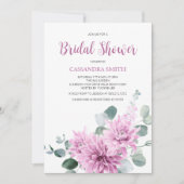 Paarse Dahlia Eucalyptus Groene Bruiloft  Kaart (Voorkant)