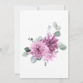 Paarse Dahlia Eucalyptus Groene Bruiloft  Kaart (Achterkant)