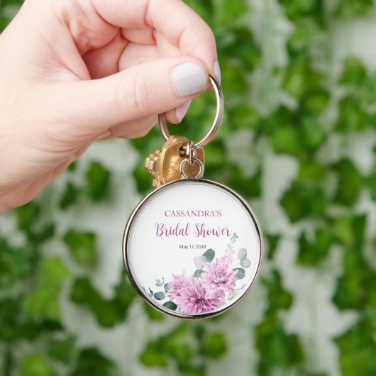 Paarse Dahlia Eucalyptus Groene Bruiloft  Sleutelhanger (Hand)