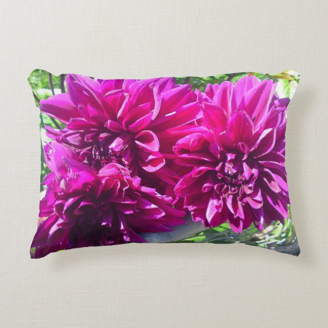 Paarse Dahlia Flower Pillow Decoratief Kussen (Voorkant)